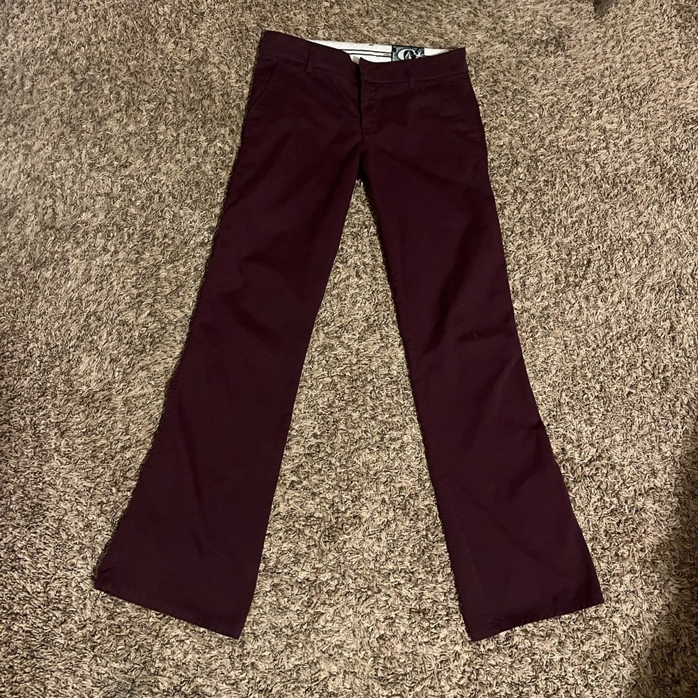 Volcom Burgandy Flare Wide Leg Jeans